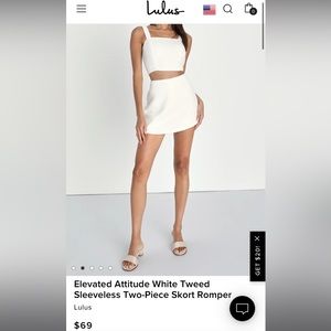 Elevated Attitude White Tweed Sleeveless Two-Piece Skort Romper